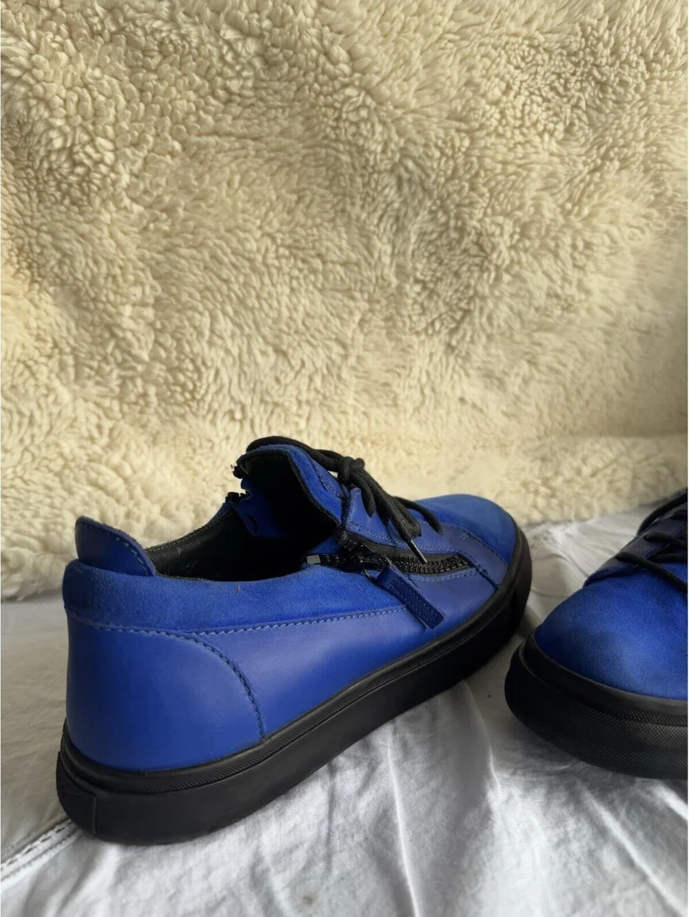 Giuseppe Zanotti Blue Leather Frankie Low Top Sneakers Size 43.5